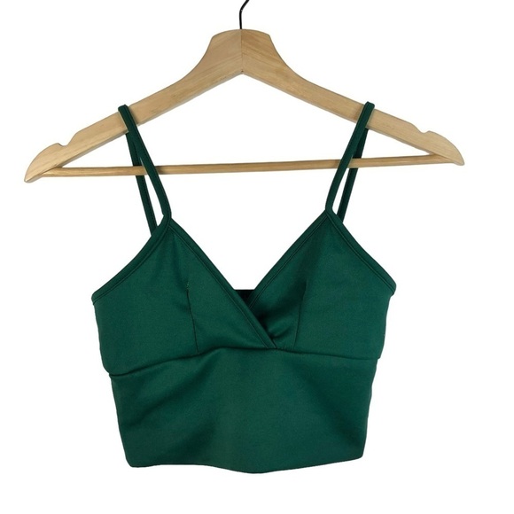 BooHoo Emerald Green Cross Bust Scuba Crop Tank Top 4/S - Picture 1 of 4